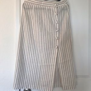 F21 cream-brown striped midi skirt